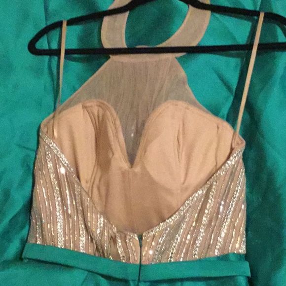 Xscape Green Embellished Halter Mermaid Go… - Picture 6 of 9